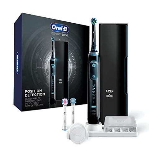 Oral-B Genius Pro 8000 Electronic Power Rechargeable Battery Electric Toothbrush with Bluetooth Connectivity, Black