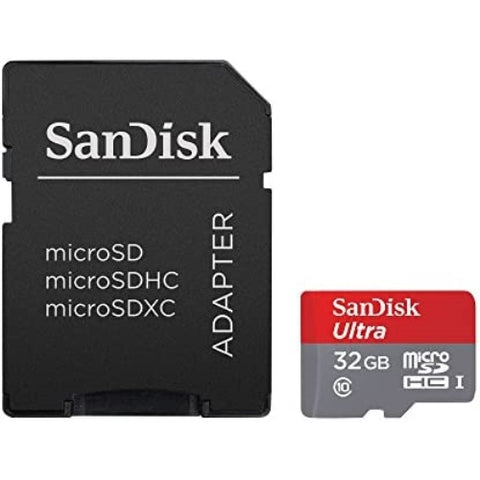 SanDisk Ultra 32GB microSDHC UHS-I Card with Adapter, Grey/Red
