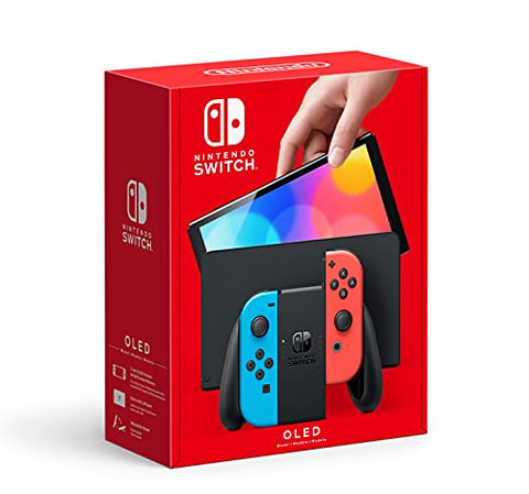 Nintendo Switch OLED w/ Neon Red & Neon Blue Joy-Con