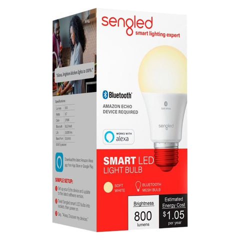 Sengled Smart Light Bulb, Bluetooth Mesh Smart Bulb, works with Alexa Only, Dimmable LED Light Bulb, 800LM, Soft White 2700K, 8.7W (60W Equivalent), True-to-Life Color, 1 Pack