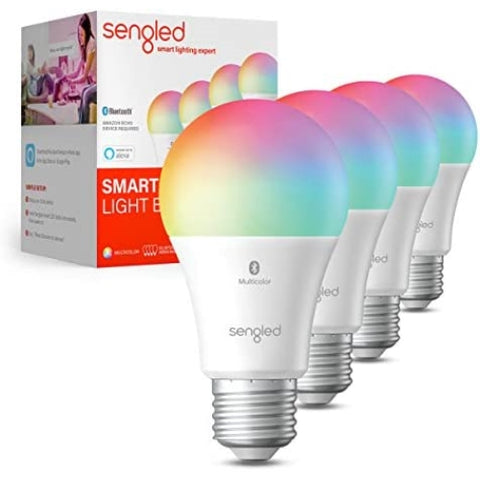 Sengled Smart Light Bulbs, Multi-Color Changing Alexa Light Bulb Bluetooth Mesh, Smart Bulbs Dimmable LED Bulb A19 E26, High CRI, High Brightness, 9W 800LM - 4 Pack