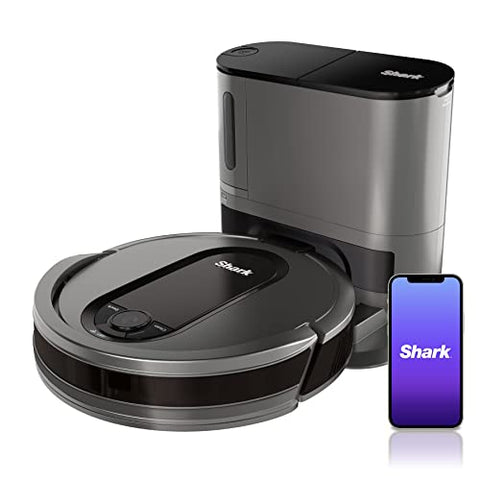 Shark EZ Robot Vacuum (AV911S) with Self-Empty Base, Bagless, Row-by-Row Cleaning, Perfect for Pet Hair, Compatible with Alexa, Wi-Fi - Dark Gray