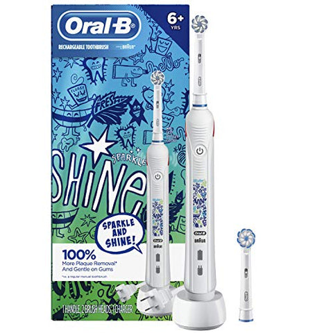 Oral-B Kids Electric Toothbrush with Coaching Pressure Sensor and Timer, Sparkle & Shine