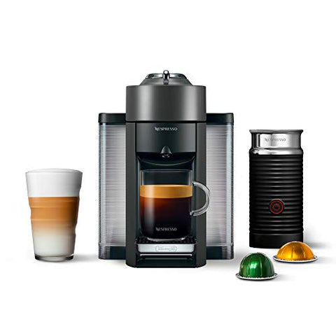 Nespresso Vertuo (by De'Longhi) Coffee and Espresso Machine + Aeroccino, Graphite Metal