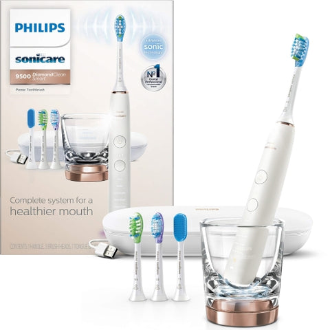 Philips Sonicare DiamondClean Smart 9500 Rechargeable Electric Power Toothbrush - Rose Gold