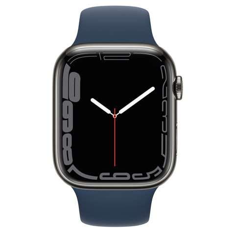 Apple Watch Series 7, 45mm (GPS + Cellular) - Graphite Stainless Steel Case, Abyss Blue Sport Band