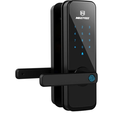 MAXFREE Fingerprint Electronic Door Lock, Keyless Entry Bluetooth Touchscreen Keypad Smart Lock with Reversible Lever and APP - Black