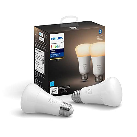 Philips - Hue White A19 Bluetooth Smart LED Bulb (2-Pack) - White