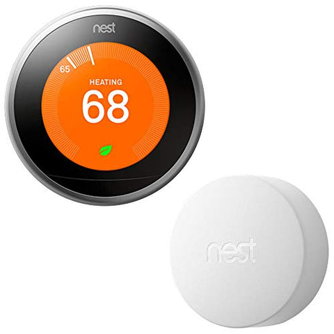Nest Learning Thermostat 3rd Generation Stainless Steel + 2 Temperature Sensors