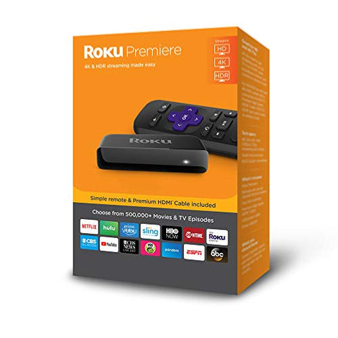 Roku Premiere | 4K/HDR Streaming Media Player with Premium High Speed HDMI Cable and Simple Remote (3920R)