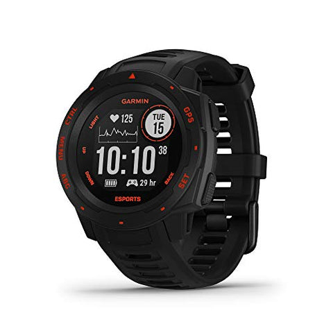 Garmin Instinct Esports Edition, GPS Gaming Smartwatch with Esports Activity Profile, Broadcast Your Stress Level and Heart Rate to Game Streams via Str3AMUP Black Lava