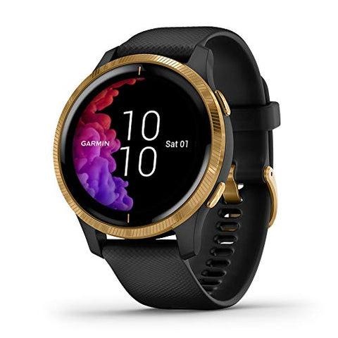 Garmin Venu, AMOLED GPS Smartwatch, Gold with Black Band