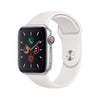 Apple Watch Series 5, 44mm (GPS + Cellular) - Silver Aluminum Case, White Sport Band