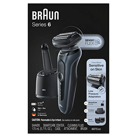 Braun 6075cc Electric Razor for Men SensoFlex with Beard Trimmer, Black