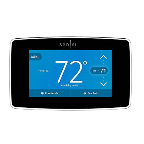Emerson Sensi Touch Wi-Fi Smart Thermostat with Touchscreen Color Display, Works with Alexa, Energy Star Certified (C-wire Required), Black