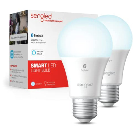 Sengled - Smart Bluetooth Mesh LED Daylight A19 Bulb (2-Pack) - Daylight