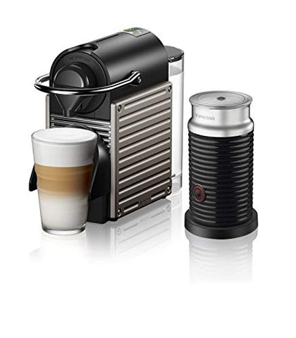 Nespresso Pixie (by Breville) Espresso Machine + Aeroccino, Titan