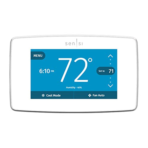Emerson Sensi Touch Wi-Fi Smart Thermostat with Touchscreen Color Display, Works with Alexa, Energy Star Certified (C-wire Required), White