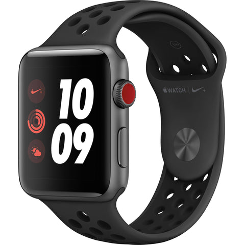 Apple Watch Series 3, 38mm (Nike, GPS + Cellular) - Space Gray Aluminum Case, Midnight Fog Nike Sport Band