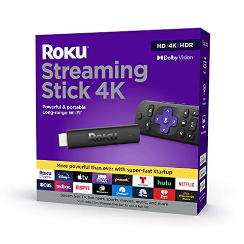 Roku Streaming Stick 4K 2021 Streaming Device 4K/HDR/Dolby Vision with Voice Remote and TV Controls (3820R)